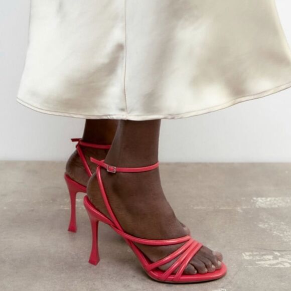 NWT ZARA Women’s Hot Pink High Heeled Strap Sandals size (41) US 10 - Picture 8 of 16